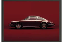 Art Print Vintage Porsche Red
