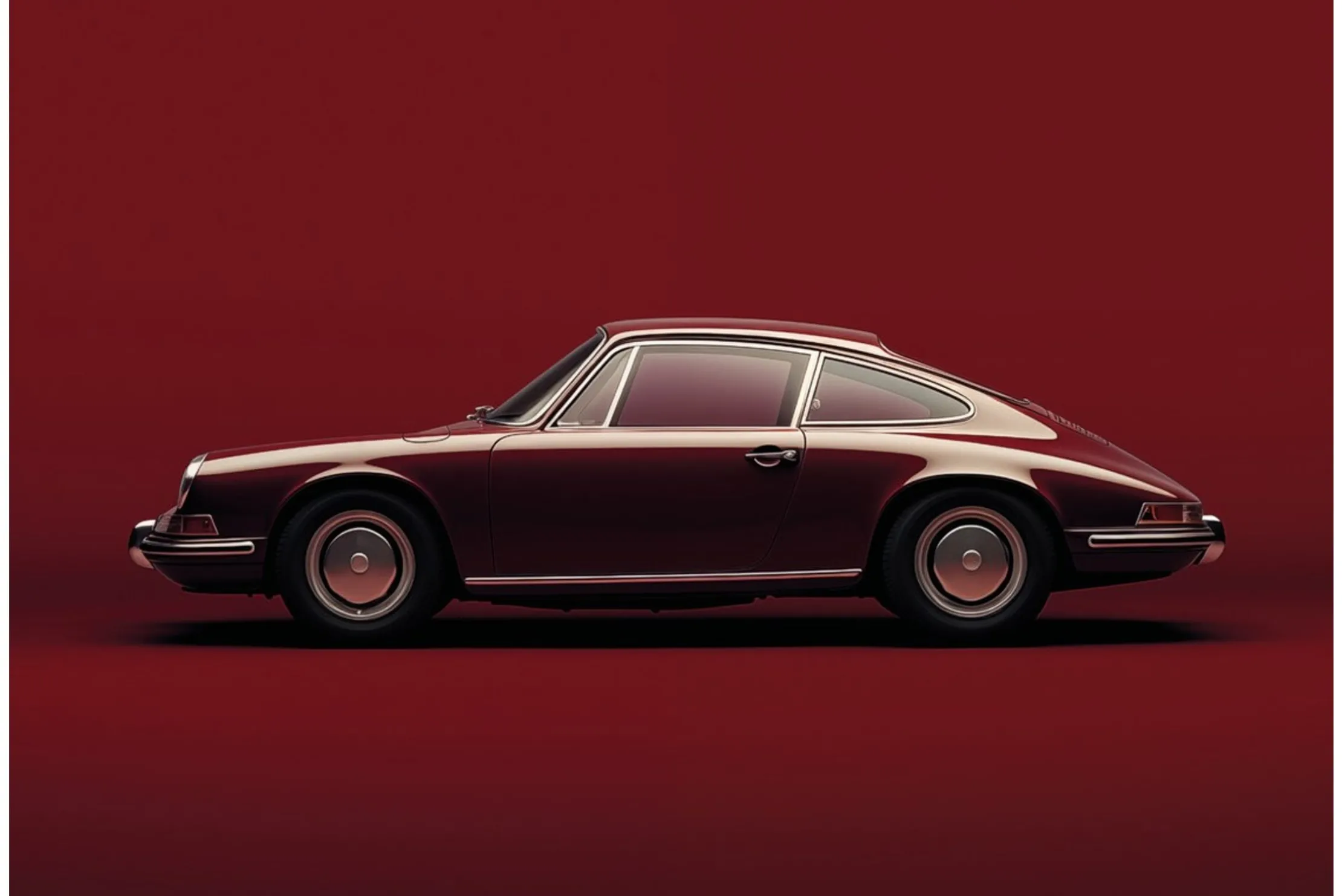 Art Print Vintage Porsche Red