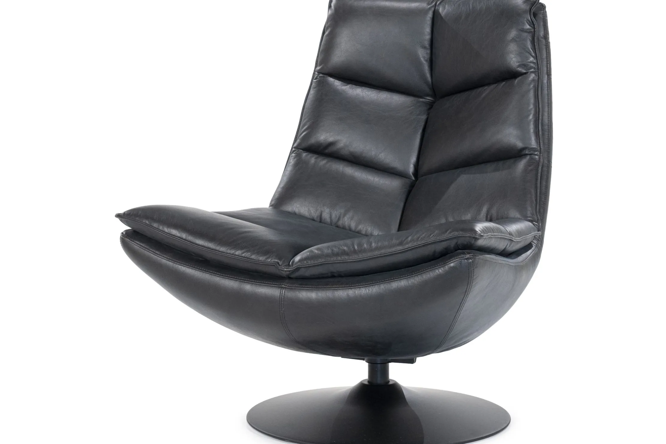 Draaifauteuil - zwart boho leder | 95939 Sven