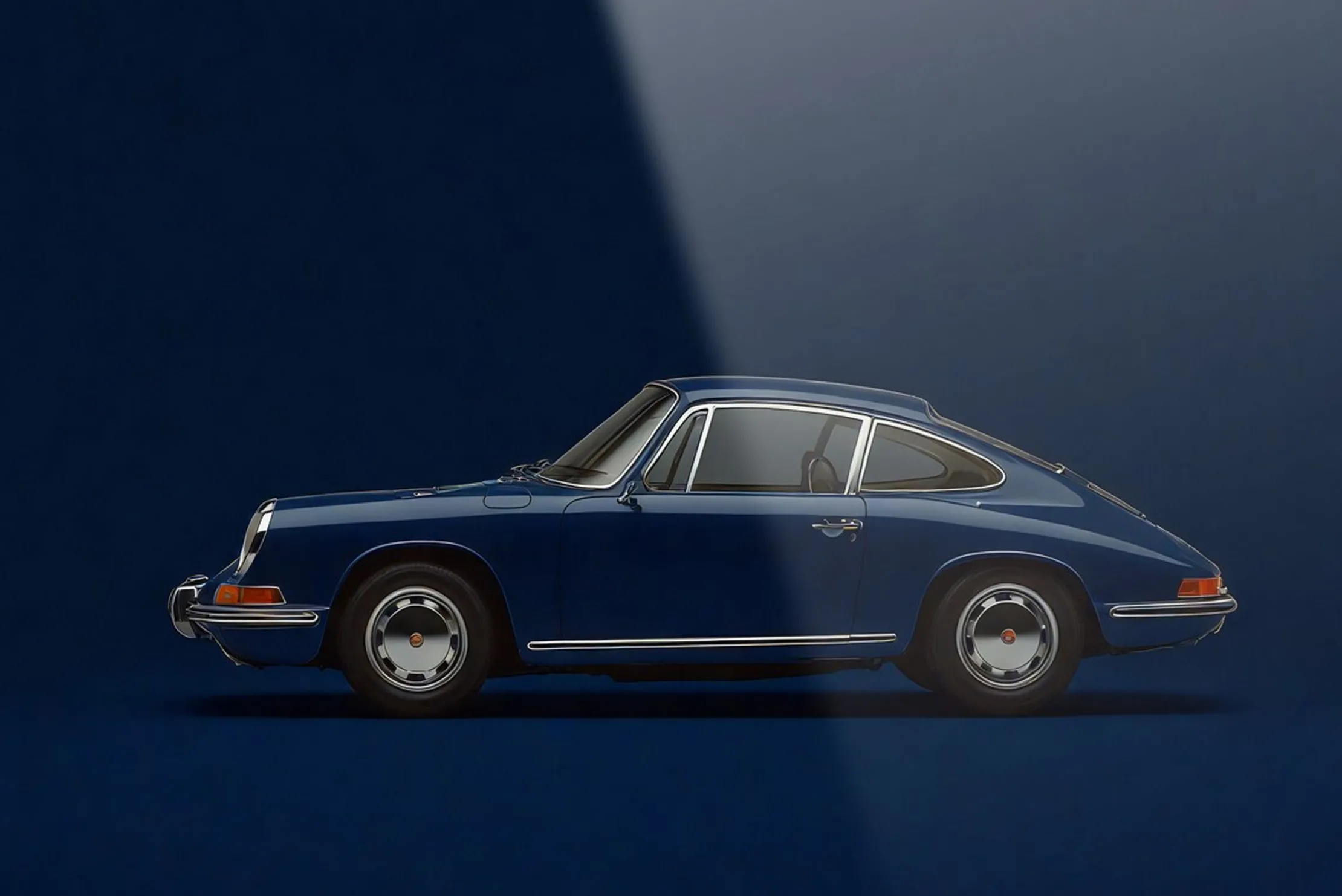Glasschilderij Blue Porsche