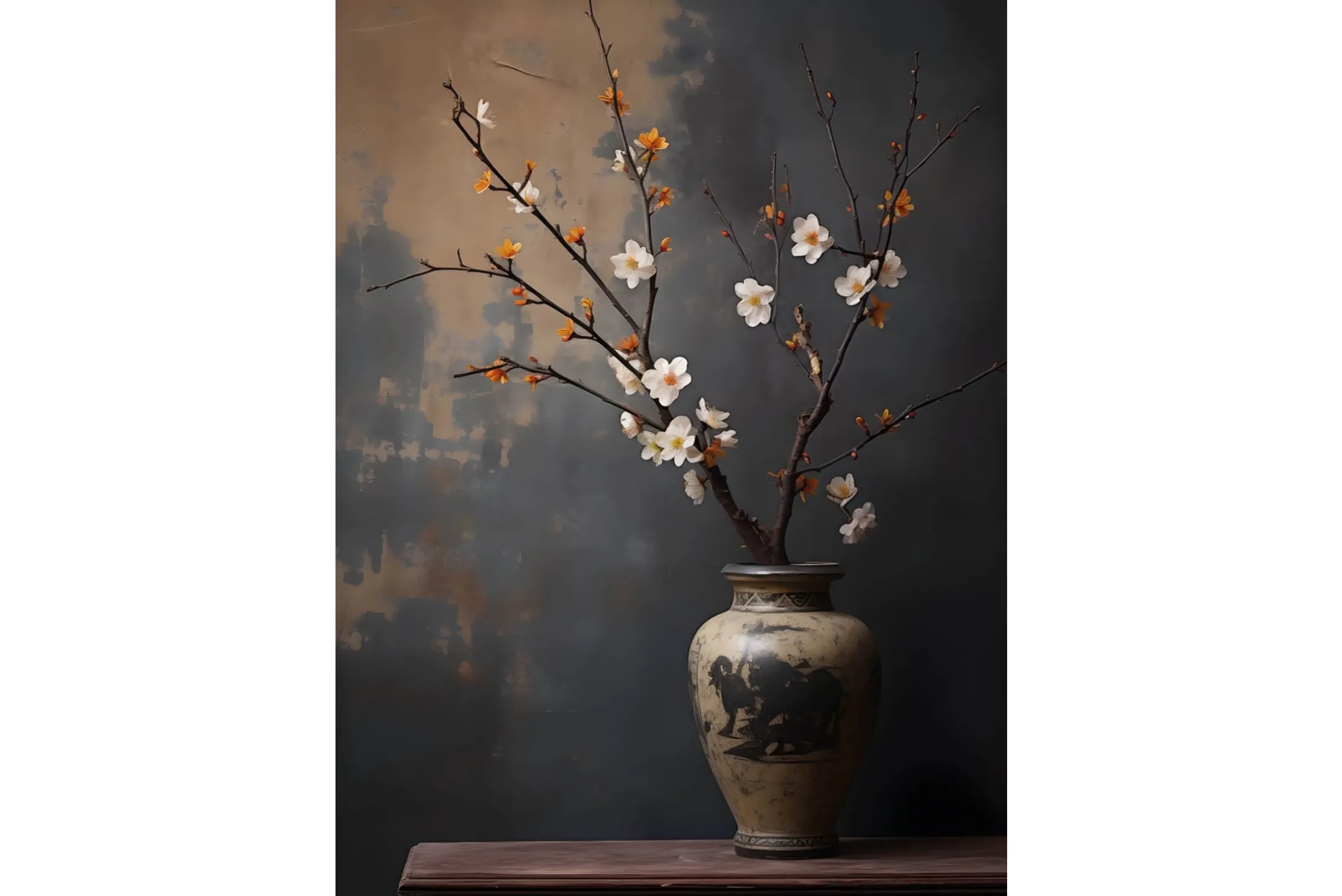 Glasschilderij Dark Blossom Vase