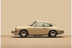 Glasschilderij Vintage Porsche Beige
