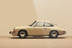 Glasschilderij Vintage Porsche Beige