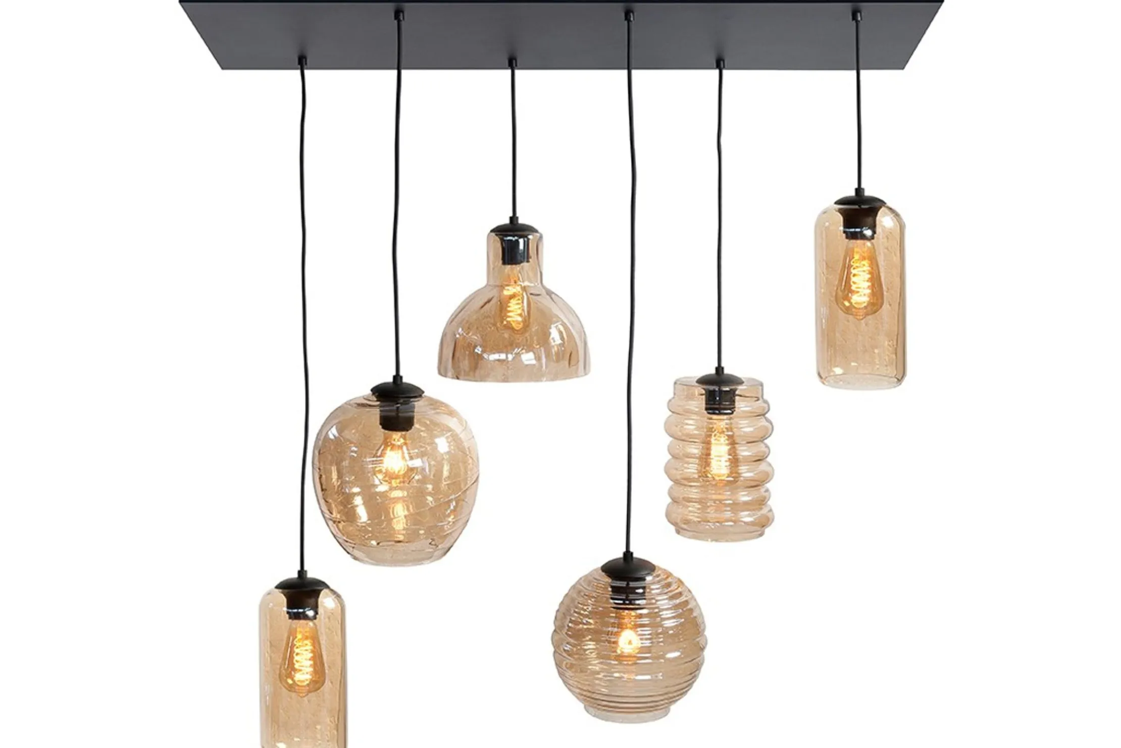 Hanglamp Goud Amberglas Fantasy