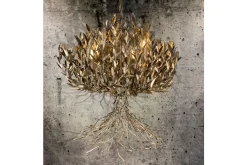 Hanglamp LB039/9+1 ambachtelijk zilver Aix | Leclercq & Bouwman