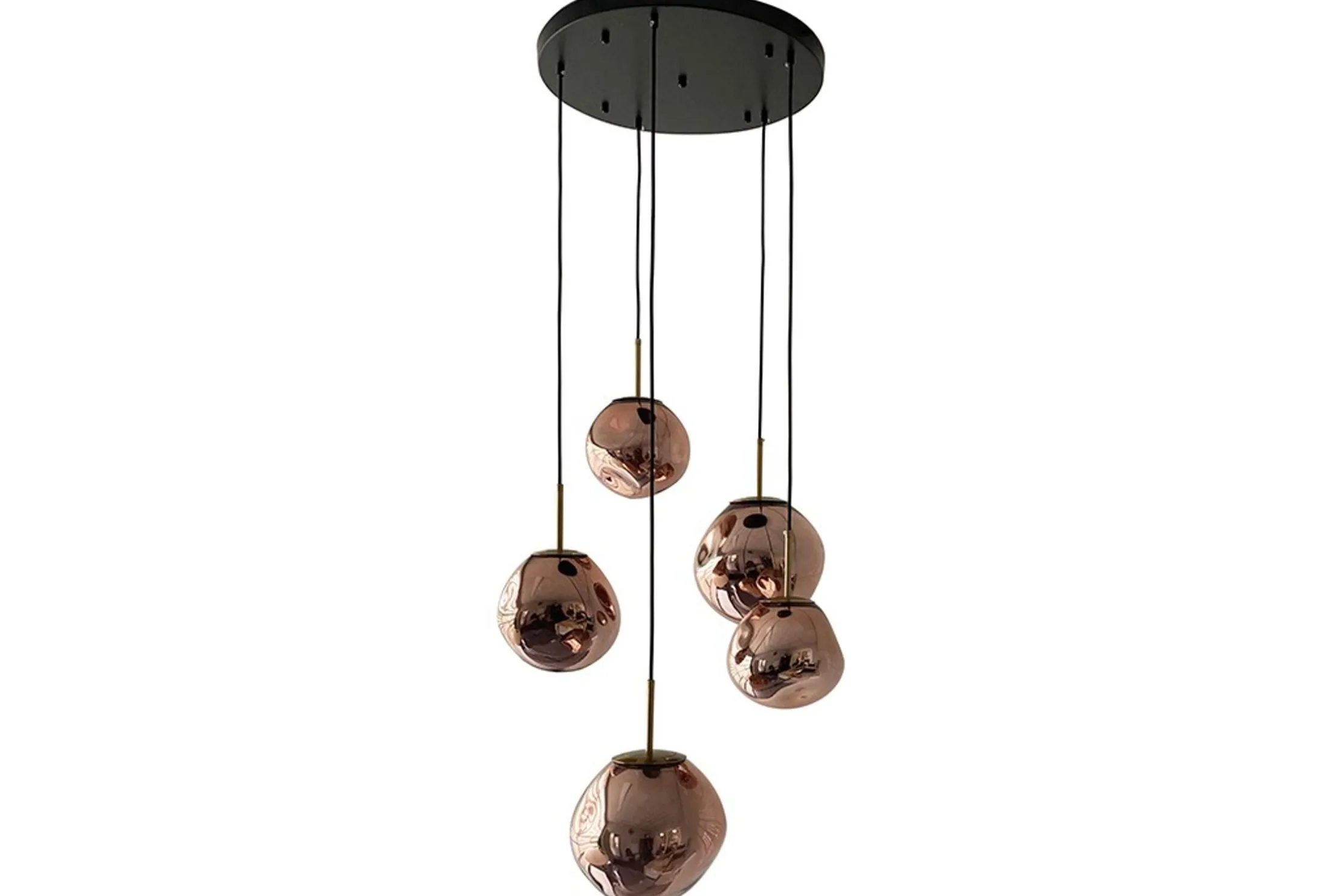 Hanglamp 5-lichts rond Copper Boaz