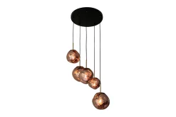 Hanglamp 5-lichts rond Copper Boaz