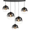 Hanglamp Zwart semi-rookglas Fantasy Ovaal