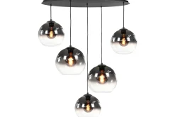 Hanglamp Zwart semi-rookglas Fantasy Ovaal