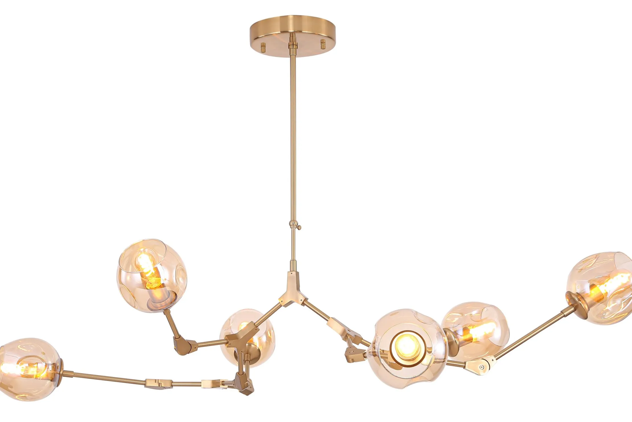 Plafondlamp 6-lichts Messing Cas