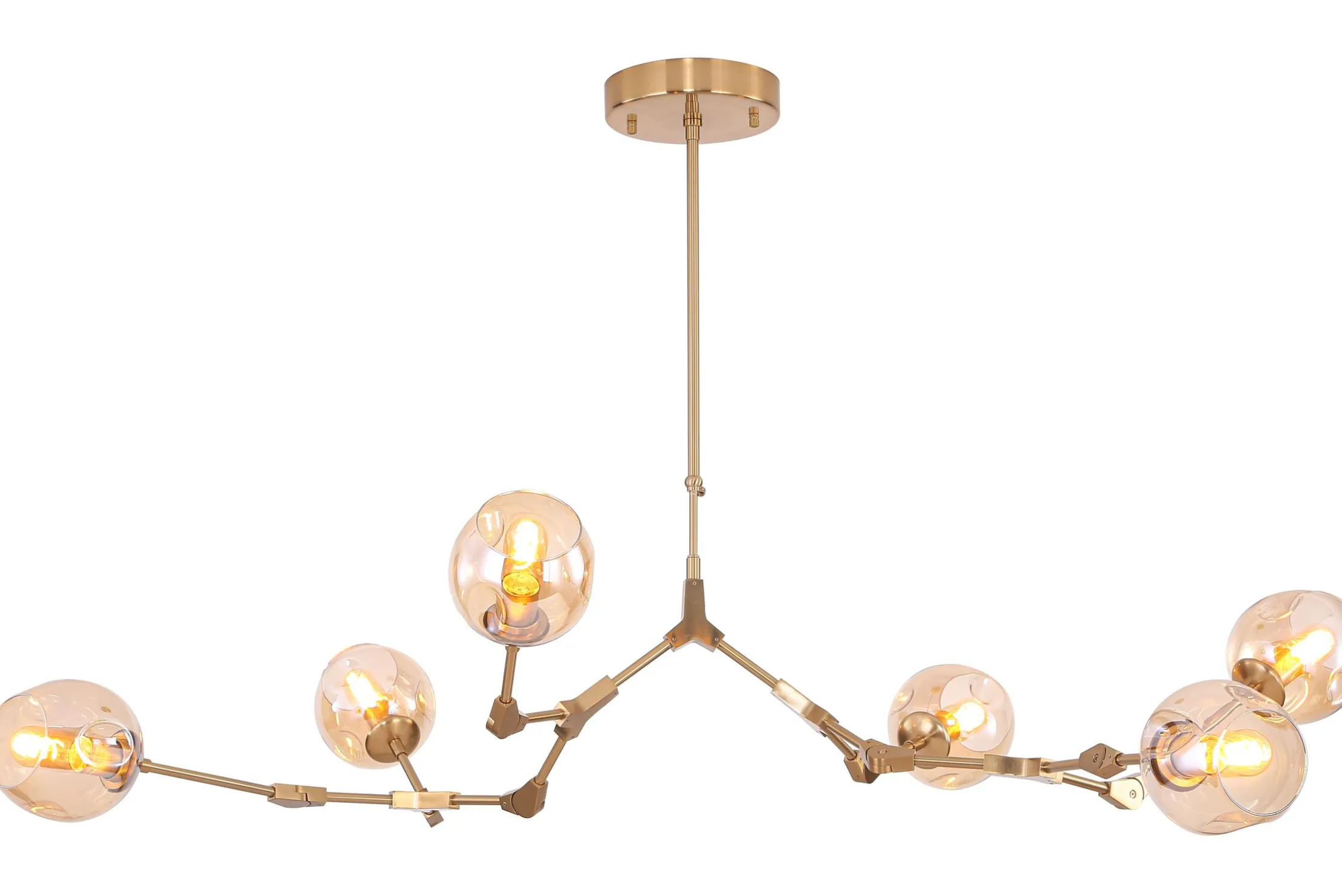 Plafondlamp 6-lichts Messing Cas