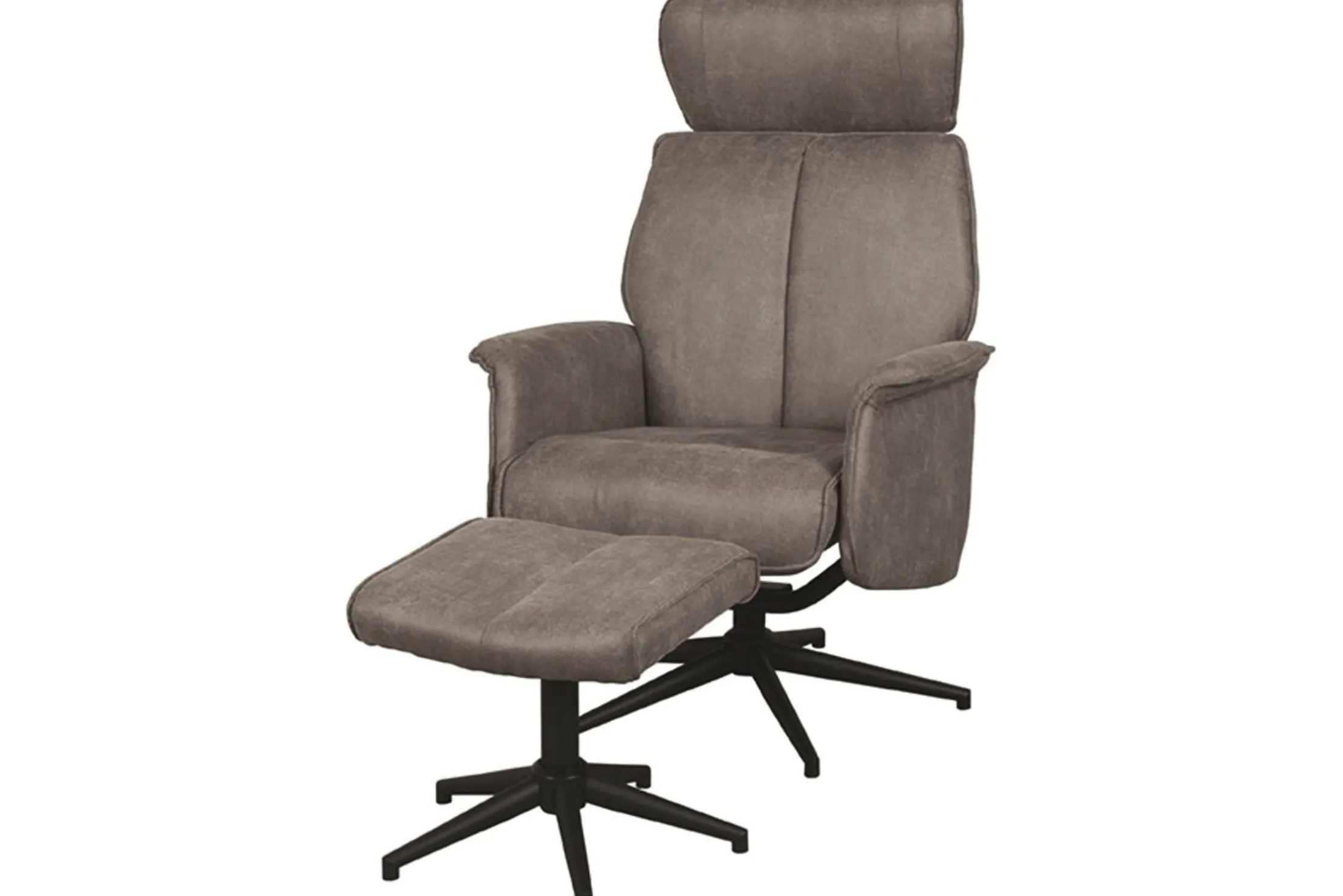 Relaxfauteuil met hocker Taupe Micro Suede CH-73.020 Verdal