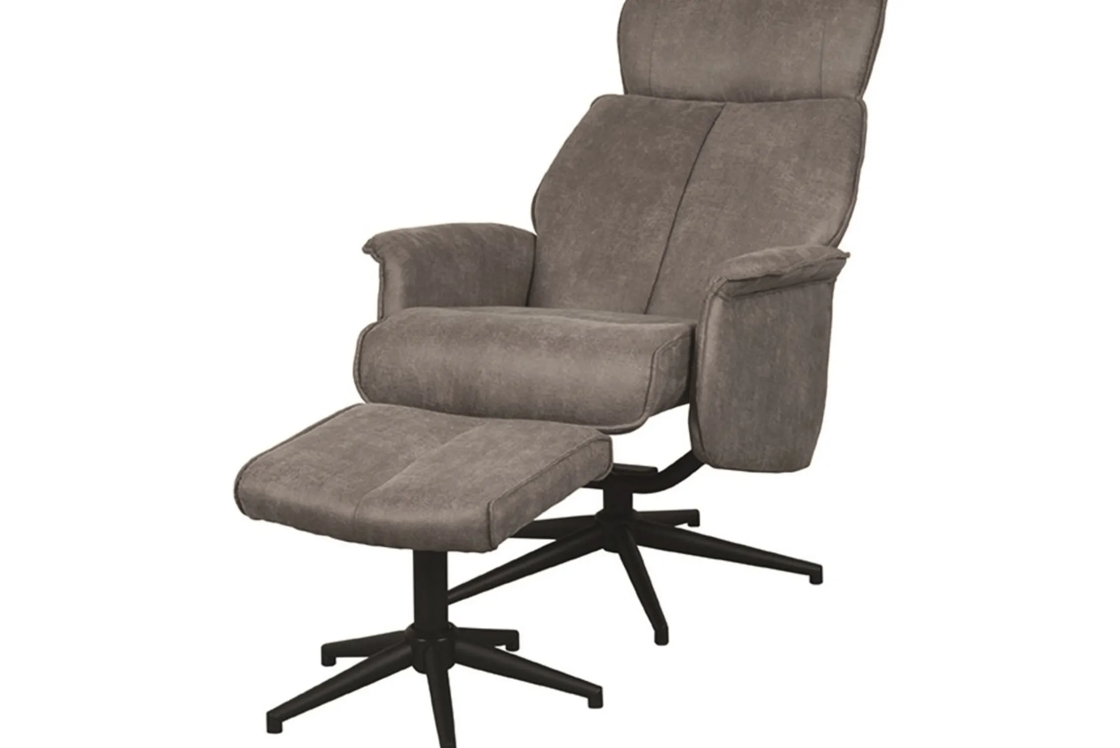 Relaxfauteuil met hocker Taupe Micro Suede CH-73.020 Verdal