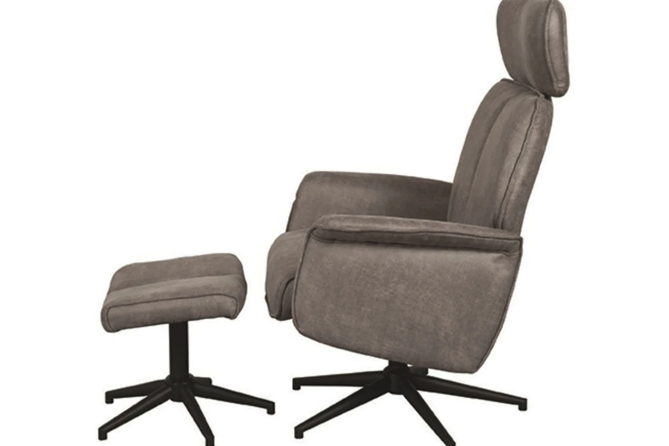 Relaxfauteuil met hocker Taupe Micro Suede CH-73.020 Verdal