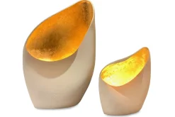 Tafellamp LB999-1TL small+medium keramiek mat wit-gold Nature | Leclercq & Bouwman